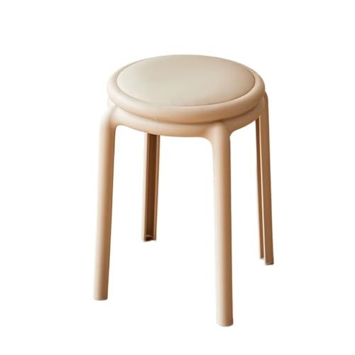 Stapelbarer Leder-Fußhocker, Ottomane, vielseitiger Sitzhocker mit langen Beinen für Wohnzimmer, Esszimmer, Garten, Außenbereich (Beige) von Generisch