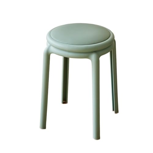 Stapelbarer Leder-Fußhocker, Ottomane – Langbein-Kunststoffsitz für Wohnzimmer, Esszimmer & Außenbereich – Vielseitiger Garten-Tritthocker in Grün von Generisch
