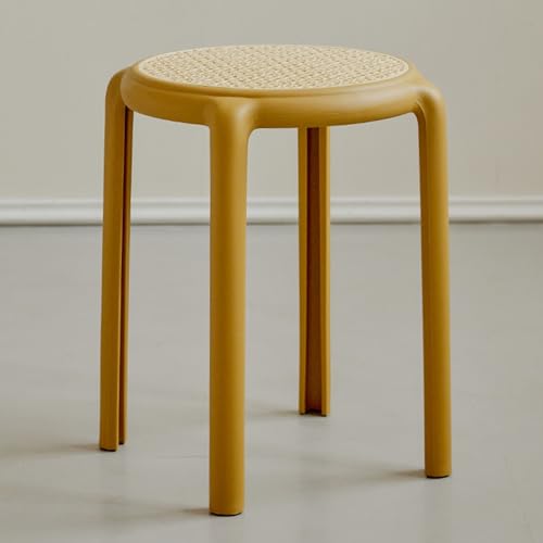 Stapelbarer Rattan-Barhocker, rund, stapelbar, für Klassenzimmer, Wohnzimmer, Esszimmer, Küche, Höhe 45 cm von Generisch