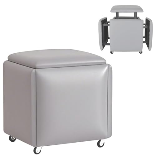 Stapelbarer Würfelsessel, multifunktionaler Sofa-Hocker mit Lenkrollen und Leder-Fußstütze für Schlafzimmer und Wohnzimmer Stapelbarer Würfelsessel, multifunktionaler Sofa-Hocker mit Lenkrollen und Leder-Fußstütze für Schlafzimmer und Wohnzimmer von Generisch
