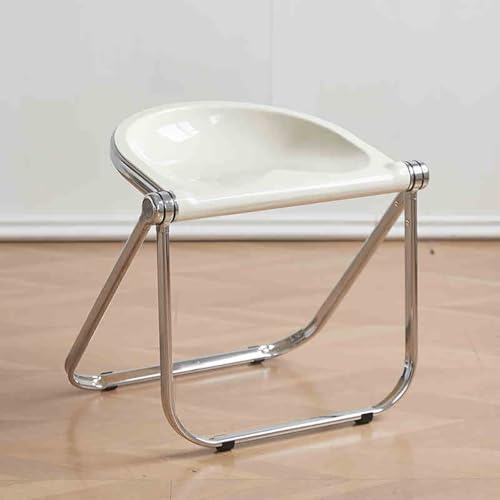 Stapelbarer transparenter Acryl-Klapphocker, ergonomischer tragbarer Esszimmerstuhl, Armlehnenfreier Küchenstuhl für Zuhause und Party (Weiß) von Generisch
