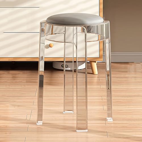 Stapelbarer transparenter Barhocker mit Kissen, kompaktes rundes Design für bequemes Sitzen bei Familientreffen und Frühstücksbars von Generisch