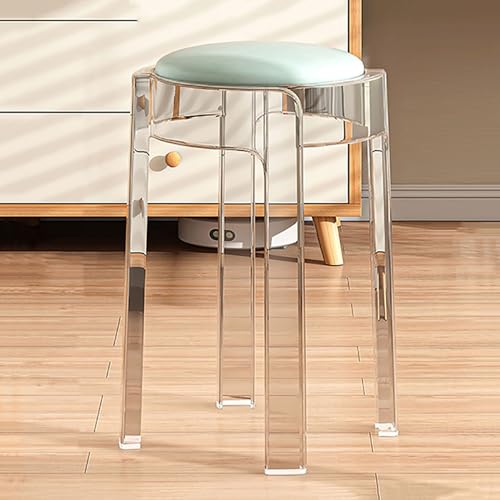 Stapelbarer transparenter Barhocker mit Kissen, rundes kompaktes Design für bequemes Sitzen bei Familientreffen und Frühstücksbars von Generisch