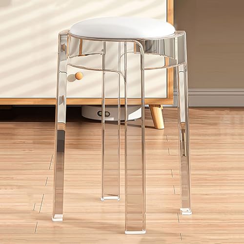 Stapelbarer transparenter Barhocker mit Kissen, rundes kompaktes Design für bequemes Sitzen bei Familientreffen und Frühstücksbars von Generisch