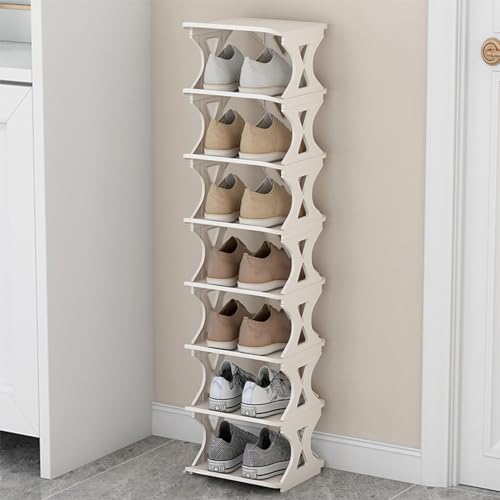Stapelbares Schuhregal für den Eingangsbereich, 3-stöckig, schlankes Eck-Design, freistehend, platzsparend, für Wohnzimmer und Flur, stilvoller Präsentationsständer Stapelbares Schuhregal für den Eingangsbereich, 3-stöckig, schlankes Eck-Design, freistehend, platzsparend, für Wohnzimmer und Flur, stilvoller Präsentationsständer von Generisch