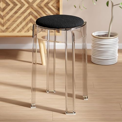 Stapelhocker 2er Set, Transparenter runder Acryl-Barhocker, weiches kompaktes Design für Familientreffen, Frühstücksbar, Meetings, Gebetshocker von Generisch