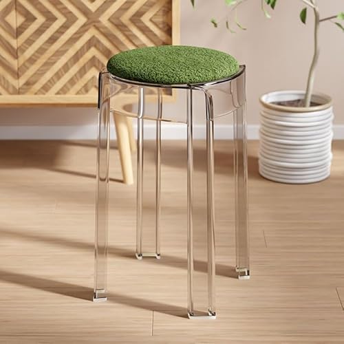 Stapelhocker 2er Set, Transparenter runder Acryl-Barhocker, weiches kompaktes Design für Familientreffen, Frühstücksbar, Meetings, Gebetshocker von Generisch
