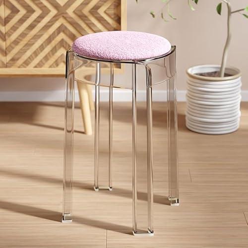 Stapelhocker 2er Set, Transparenter runder Acryl-Barhocker, weiches kompaktes Design für Familientreffen, Frühstücksbar, Meetings, Gebetshocker von Generisch