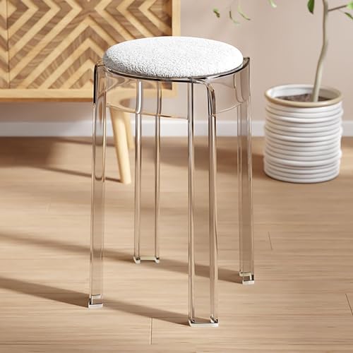 Stapelhocker 2er Set, Transparenter runder Acryl-Barhocker, weiches kompaktes Design für Familientreffen, Frühstücksbar, Meetings, Gebetshocker von Generisch