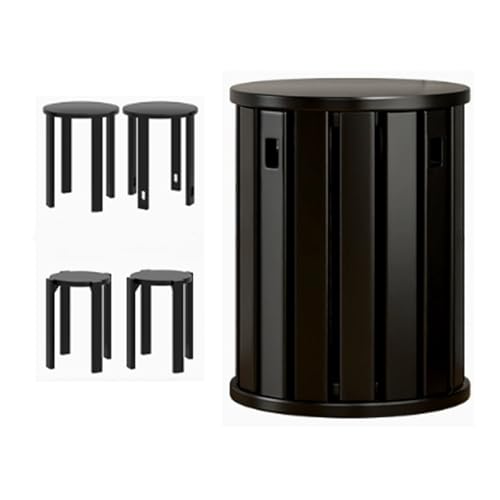 Stapelstühle 4er Set Massivholz Stapelhocker Vielseitiger Kleiner Beistelltisch für Wohnzimmer, Schlafzimmer, Büro, Esszimmer von Generisch