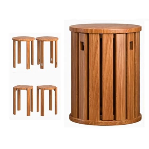 Stapelstühle 4er Set Massivholz Stapelhocker Vielseitiger Kleiner Beistelltisch für Wohnzimmer, Schlafzimmer, Büro, Esszimmer von Generisch
