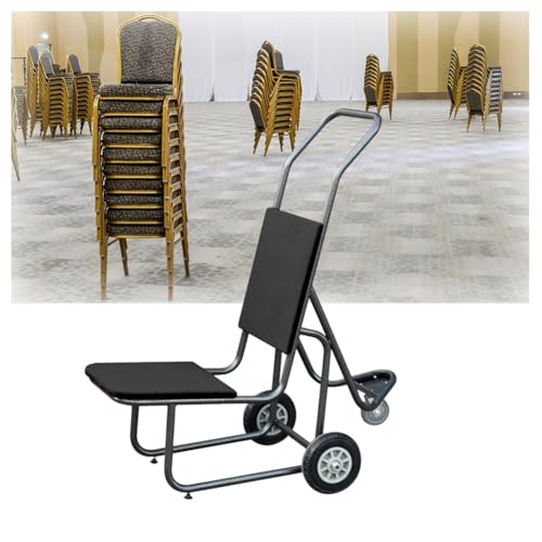 Stapelstuhl mit 3 Rädern für Bankett, robuste Transport- und Aufbewahrungslösung, einfache Mobilität, schwarzes Finish, perfekt für Veranstaltungen und Partys von Generisch
