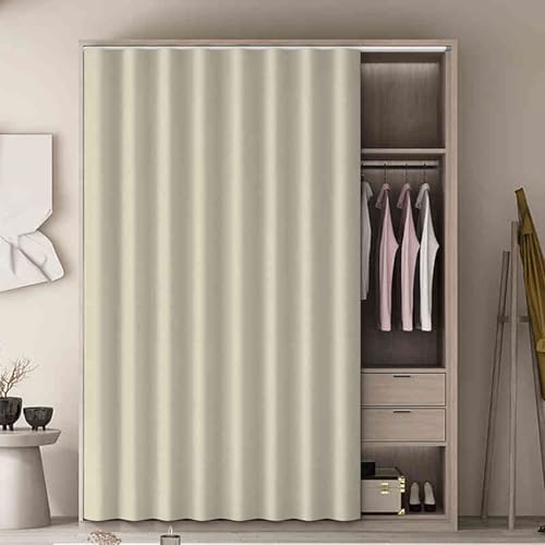 Staubvorhang für Kleiderschränke und Bücherregale, selbstklebende staubdichte Aufbewahrungslösung, ohne Bohren mit Schiene, ideal für Schlafzimmer und Wohnzimmer Staubvorhang für Kleiderschränke und Bücherregale, selbstklebende staubdichte Aufbewahrungslösung, ohne Bohren mit Schiene, ideal für Schlafzimmer und Wohnzimmer von Generisch