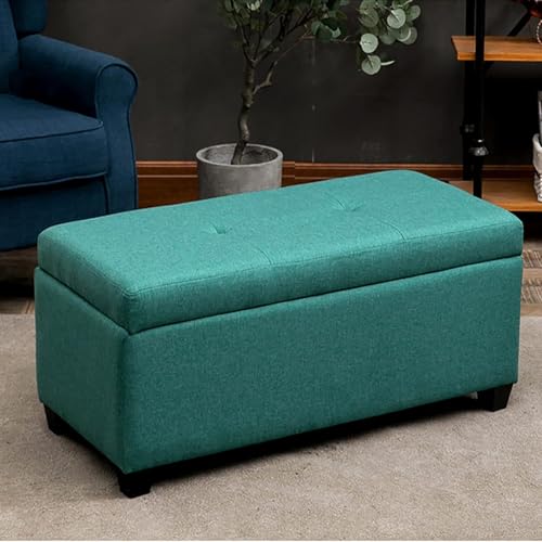 Stauraum-Ottomane, waschbarer Sitz aus weicher Baumwolle und Leinen, mit Massivholzbehälter für Wohnzimmer und Schlafzimmer, stilvoll und funktional, 80 x 45 x 42 cm Stauraum-Ottomane, waschbarer Sitz aus weicher Baumwolle und Leinen, mit Massivholzbehälter für Wohnzimmer und Schlafzimmer, stilvoll und funktional, 80 x 45 x 42 cm von Generisch