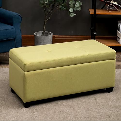 Stauraum-Ottomane, waschbarer Sitz aus weicher Baumwolle und Leinen, mit Massivholzbehälter für Wohnzimmer und Schlafzimmer, stilvoll und funktional, 80 x 45 x 42 cm von Generisch