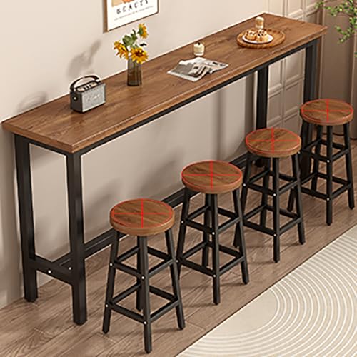 Stehtisch aus Massivholz, Stehtisch, Kneipen- und Frühstückstheke, Metallrahmen, ideal für Küche, Restaurant und Zuhause, Stühle nicht im Lieferumfang enthalten von Generisch
