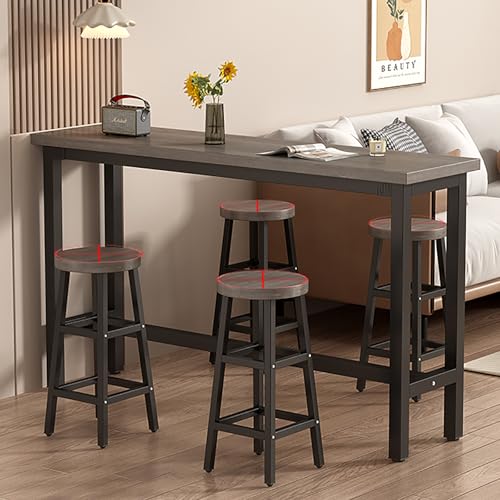 Stehtisch aus Massivholz mit Metallrahmen, ideal für Zuhause, Restaurant und Bartheke, Höhe Kneipentisch für Küche, stilvoller Frühstücksbartisch (Stühle nicht im Lieferumfang enthalten) von Generisch