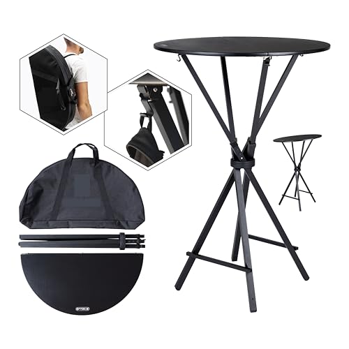 Stehtisch to-GO I Stehtisch klappbar I Bistrotisch Aluminium I Designer Partytisch in schwarz Ø75cm höhenverstellbar von Generisch