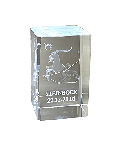 Steinbock 3D Glas Kristall Quader XL Sternzeichen im Hochformat - von WWW.Vienna-Fashion.at - Wien Österreich Austria - Setzkasten Deko Vitrine (Steinbock) von Generisch