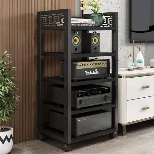 Stereo-Schrank, AV-Ständer, mehrstöckiger Medienturm mit verstellbaren Eckregalen, rollendes Audio-Rack für Heimkino, bodenstehende HiFi-Komponentenaufbewahrung, CD-Player kompatibel Stereo-Schrank, AV-Ständer, mehrstöckiger Medienturm mit verstellbaren Eckregalen, rollendes Audio-Rack für Heimkino, bodenstehende HiFi-Komponentenaufbewahrung, CD-Player kompatibel von Generisch