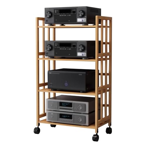 Stereo-Schrank – 4-stöckiges Audio-Regal mit Rollen, mobiler Heimkino-Ständer für CD-Aufbewahrung – ideal für Heim-Stereoanlagen und Unterhaltungs-Setup von Generisch