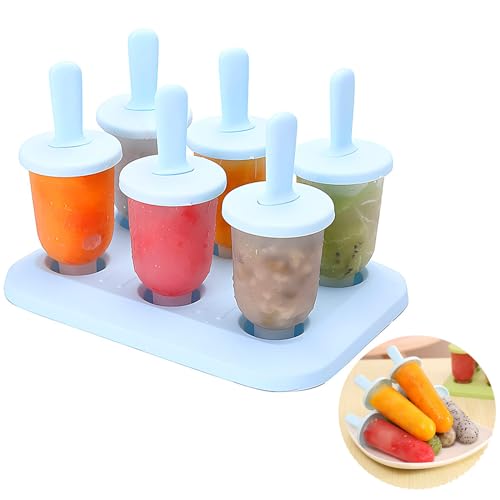 Stieleis-Formen-Set, 6 Stück, hausgemachte Eisstiel-Formen für Kinder, wiederverwendbare DIY-Popsicles-Formen (blau, klein) von Generisch