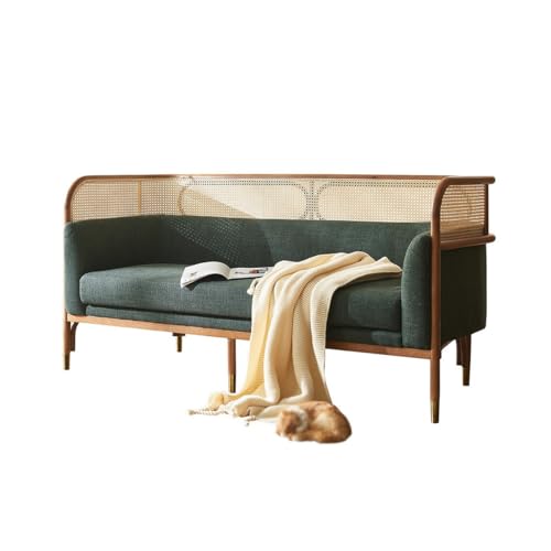 Stil Klein Rattan Sofa 3-Sitzer Holz Couch & Couchtisch Set für Wohnzimmer Doppel Freizeitstuhl Kompakt Schlafzimmermöbel Modern Ästhetik von Generisch