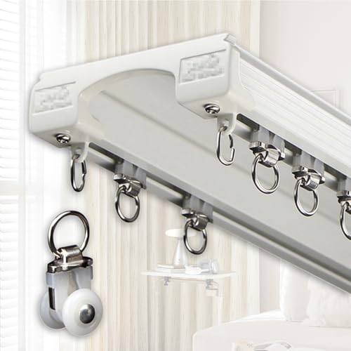 Stille, doppelläufige Deckenvorhangschiene, robustes Aluminium-Set für Schlafzimmer, Wohnzimmer, Fenster, Hotel-Trennwand, einfache Installation Stille, doppelläufige Deckenvorhangschiene, robustes Aluminium-Set für Schlafzimmer, Wohnzimmer, Fenster, Hotel-Trennwand, einfache Installation von Generisch