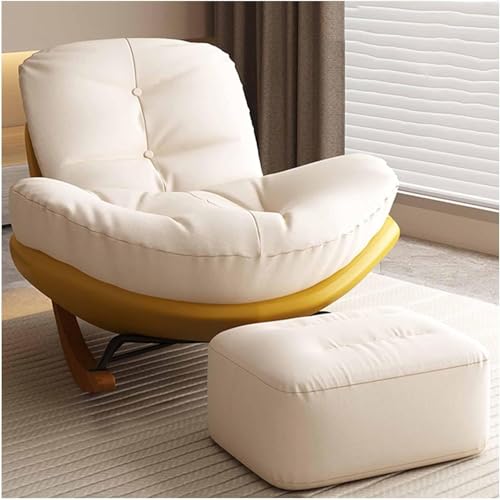 Stillstuhl & Fußhocker Bequemer Schaukelstuhl - Moderner Samt Loungesessel für Wohnzimmer - Sessel Gepolstert Relax Rocker Sofa Stuhl von Generisch
