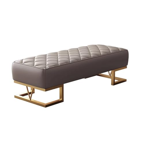 Stilvolle, große, graue Leder-Ottoman-Bank, vielseitiger Bett-End-Hocker und Schuhwechselsitz, ideal für Garderobe, Sofa, Fußstütze, perfekte Heimdekoration für Schlafzimmer von Generisch