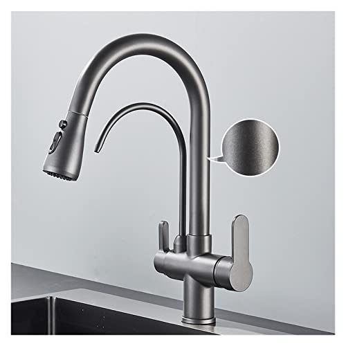 Stilvolle, mattschwarze ausziehbare Küchenarmatur mit 360° Drehung, 3-Wege-Wasserfilter-Wasserhahn, moderner Spültischmischer für moderne Küchen (Modell: ZX PHD2Z) von Generisch