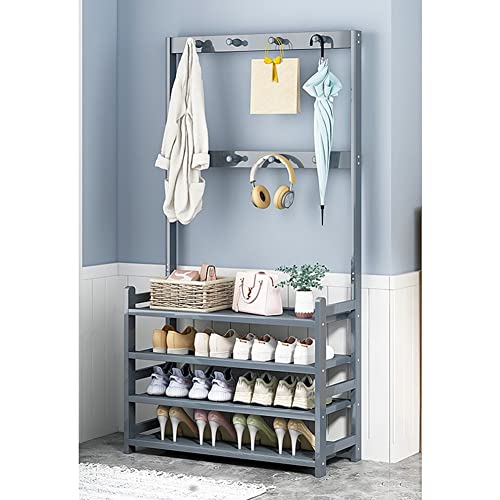 Stilvolle 3-in-1-Garderobe mit 4-stöckiger Schuhaufbewahrungsbank – freistehender Eingangsbereich, Nizer, Holz, Fluraufhänger mit Doppelhaken, graue Schlammmöbel Stilvolle 3-in-1-Garderobe mit 4-stöckiger Schuhaufbewahrungsbank – freistehender Eingangsbereich, Nizer, Holz, Fluraufhänger mit Doppelhaken, graue Schlammmöbel von Generisch