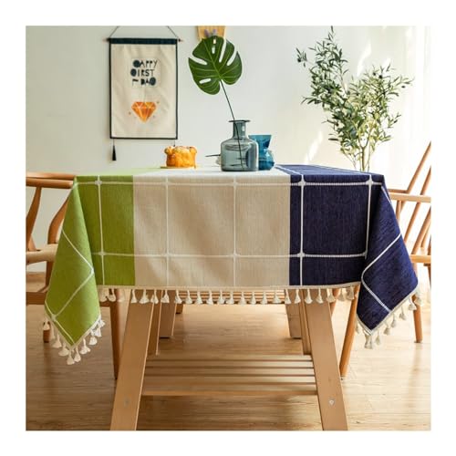 Stilvolle Chenille-Tischdecke, 140 x 140 cm, waschbar, rechteckiges Design mit Quasten, schickes dreifarbiges Karo, für Picknicks, Partys und Abendessen im Freien Stilvolle Chenille-Tischdecke, 140 x 140 cm, waschbar, rechteckiges Design mit Quasten, schickes dreifarbiges Karo, für Picknicks, Partys und Abendessen im Freien von Generisch