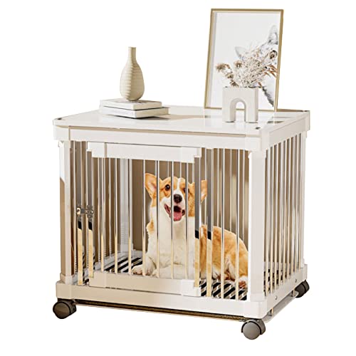 Stilvolle Hundekäfig-Möbel aus Holz – Multifunktionaler Couchtisch mit Tablett & Universalrollen für kleine Hunde von Generisch