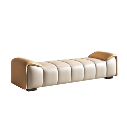 Stilvolle Leder-Bett-Endbank, moderner Schlafzimmer-Hocker, leichte Luxus-Schuhbank, kompaktes Design für Garderobe und Nachttisch, Orange und Cremeweiß, kleine Größe Stilvolle Leder-Bett-Endbank, moderner Schlafzimmer-Hocker, leichte Luxus-Schuhbank, kompaktes Design für Garderobe und Nachttisch, Orange und Cremeweiß, kleine Größe von Generisch