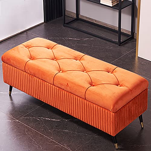 Stilvolle Ottoman-Bank mit Stauraum, gepolsterter Sitzfläche, moderner Eingangs- und Schlafzimmermöbel, platzsparende Aufbewahrungslösung, 80 x 45 x 45 cm, Orange Stilvolle Ottoman-Bank mit Stauraum, gepolsterter Sitzfläche, moderner Eingangs- und Schlafzimmermöbel, platzsparende Aufbewahrungslösung, 80 x 45 x 45 cm, Orange von Generisch