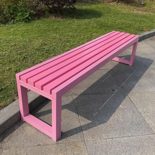 Stilvolle Outdoor-Gartenbank aus Metall mit Rückenlehne, robuste Sitzgelegenheit für Terrasse und Park, perfekt für Hof, Balkon und Pool, Rosa, bequeme Möbel von Generisch