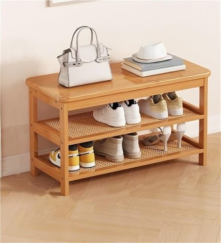 Stilvolle Schuhbank mit Ablagefach und Ablage für Eingangsbereich, Wohnzimmer oder Schlafzimmer, Messing-Finish, platzsparendes Design, 75 x 32 x 43 cm von Generisch