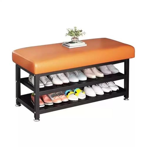 Stilvolle Schuhbank mit gepolstertem Sitz, Metallrahmen, stabile Trennwand, hohles Design, perfekt für Eingangsbereich, Wohnzimmer und mehr (ge 6) von Generisch