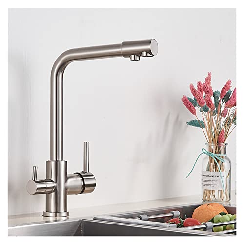Stilvolle Schwarz-Grau-Küchenarmatur mit Wasserfilter - Heiß- und Kalt-Mischbatterie für Trinkwasser, perfekt für Wohnkultur & funktionale Küche von Generisch