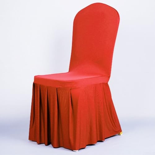 Stilvolle Stuhlhussen für Hotelbankett, dehnbar, Spandex mit elegantem Oxford-Rock (rot), 12 Stück von Generisch