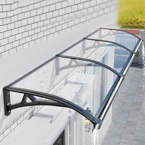 Stilvolle Türvordach aus Aluminium und Polycarbonat, 60 x 520 cm, Wetterschutz für die Haustür, einfache Installation mit Zubehör, modernes Design (Paar) von Generisch