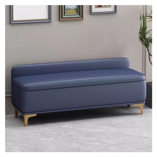 Stilvolle blaue Ottomane mit Stauraum, gepolsterter Leder-Fußhocker und Bett-Endhocker für Wohnzimmer, Schlafzimmer, Flur, große 120 cm Truhe und Sitz Stilvolle blaue Ottomane mit Stauraum, gepolsterter Leder-Fußhocker und Bett-Endhocker für Wohnzimmer, Schlafzimmer, Flur, große 120 cm Truhe und Sitz von Generisch