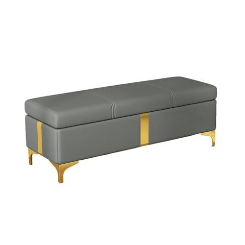 Stilvolle graue Schlafzimmerbank mit Stauraum – Leder-Sofasitz perfekt für Spielzeug, Wohnzimmer oder Fenster – 80 x 40 x 45 cm, gemütliche Möbellösung von Generisch