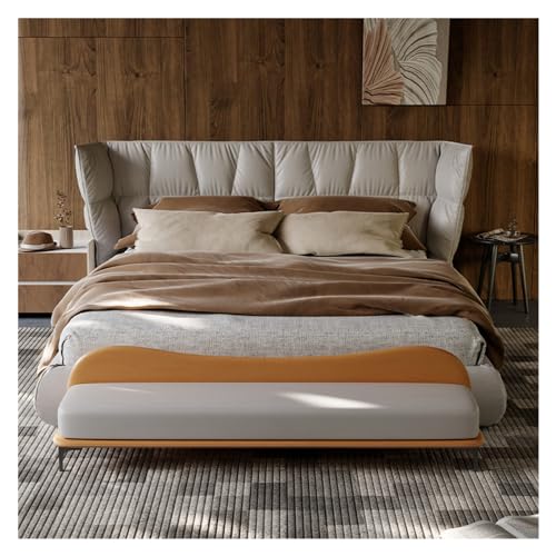 Stilvolle moderne Leder-Bettbank, langer Ottomane für Schlafzimmer, Eingangsbereich und Wohnzimmer, Orange, 150 x 45 x 55 cm, perfekte Fußstütze und Aufbewahrungslösung von Generisch
