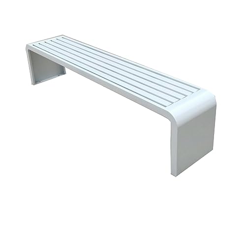 Stilvolle rückenfreie Metall-Gartenbank – langlebige Outdoor-Terrassenmöbel für 2–3 Personen, perfekt für Rasen und Park, Sitzgelegenheiten im Innenbereich, 100,1 cm, weißer Couchstuhl von Generisch