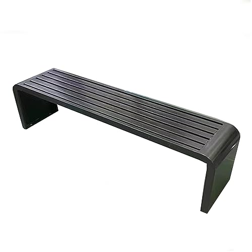 Stilvolle schwarze Metall-Gartenbank – rückenfreie Terrassensitzgelegenheit für 2–3 Personen, 150 cm Outdoor/Indoor-Couch, perfekt für Parks, Höfe und Terrassen von Generisch