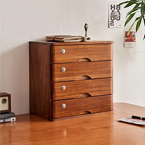 Stilvoller, abschließbarer Aktenschrank aus Holz für Zuhause, Büro, Aufbewahrungsbox aus Massivholz, mit 1/2/3/4 Ebenen und 4 Schubladen, robuster brauner Organizer für Schreibtisch und Arbeitsplatz Stilvoller, abschließbarer Aktenschrank aus Holz für Zuhause, Büro, Aufbewahrungsbox aus Massivholz, mit 1/2/3/4 Ebenen und 4 Schubladen, robuster brauner Organizer für Schreibtisch und Arbeitsplatz von Generisch