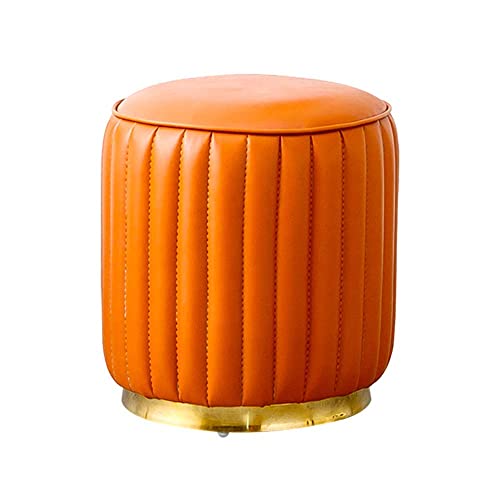 Stilvoller, moderner, kleiner, runder Leder-Ottomane mit goldfarbenem Sockel, gepolsterter Fußhocker, würfelförmiger Hocker für Sofa oder Couchtisch, perfektes Akzentstück (S: 33 x 35 cm, L: 42 x 43 Stilvoller, moderner, kleiner, runder Leder-Ottomane mit goldfarbenem Sockel, gepolsterter Fußhocker, würfelförmiger Hocker für Sofa oder Couchtisch, perfektes Akzentstück (S: 33 x 35 cm, L: 42 x 43 von Generisch