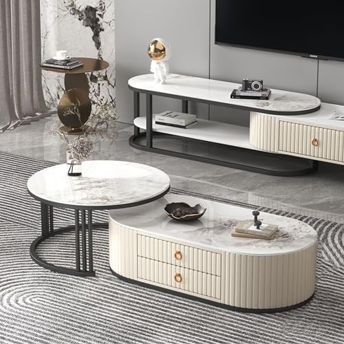 Stilvoller, moderner Couchtisch, 2er-Set, für Wohnzimmer, Büro, Balkon, Heimdekoration von Generisch